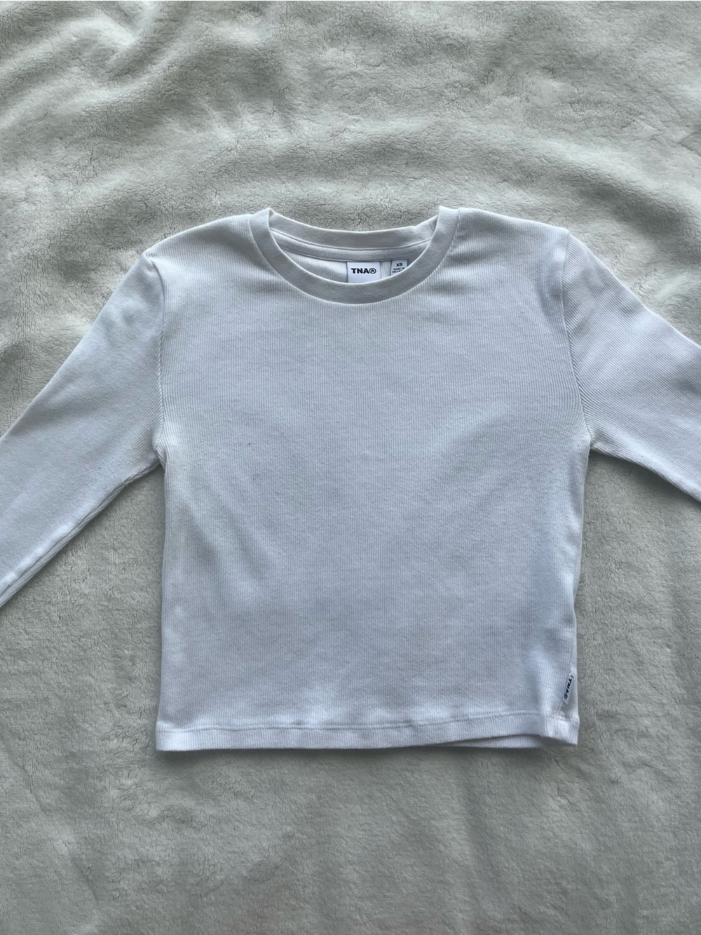 TNA White Long Sleeve Ribbed Tee